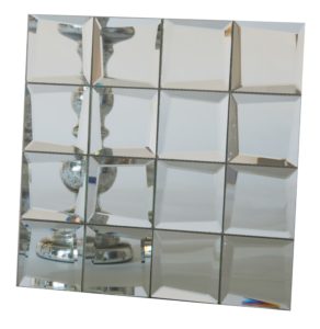 Silver Finish Mirror Glass W/Beveled Edges 3″ X 3″