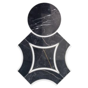 Mj Star 2.0 Nero Marquina With Thassos Lines And Nero Marquina Circle