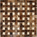 Basket Weave Dark Emperador With Crema Marfil Dot Polished