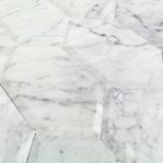 Elongated Beveled Hexagon White Carrara