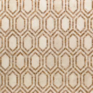 New Era Crema Marfil Long Hexagon With Golden Travertine & Crema Marfil