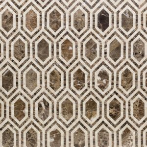 New Era Dark Emperador Long Hexagon With Crema Marfil, Dark Emperador, Crema Marfil