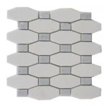 Long Octagon Pattern White Thassos Blue Celeste Dot