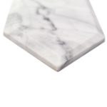 Elongated Beveled Hexagon White Carrara