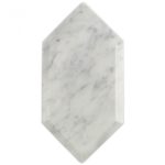 Elongated Beveled Hexagon White Carrara