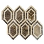 New Era Dark Emperador Long Hexagon With Crema Marfil, Dark Emperador, Crema Marfil