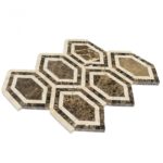 New Era Dark Emperador Long Hexagon With Crema Marfil, Dark Emperador, Crema Marfil