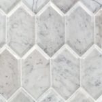 Elongated Beveled Hexagon White Carrara