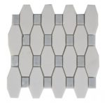Long Octagon Pattern White Thassos Blue Celeste Dot