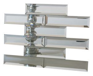 Silver Finish Mirror Glass W/Beveled Edges 2″ X 8″