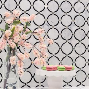 Mj Vision Halo – White Carrara With Nero Glass Circles  Mirror