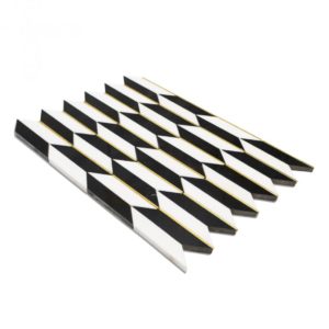 Polarized Brass Line With White Thassos  Nero Marquina