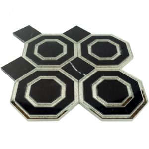 Omni Hex Nero Marquina Antique Mirror Line