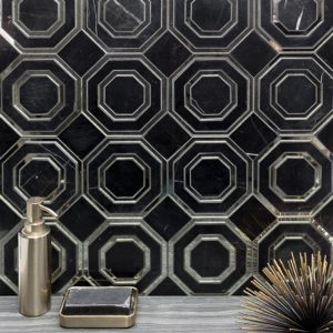 Omni Hex Nero Marquina Antique Mirror Line