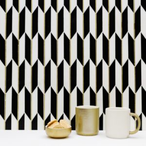 Polarized Brass Line With White Thassos  Nero Marquina