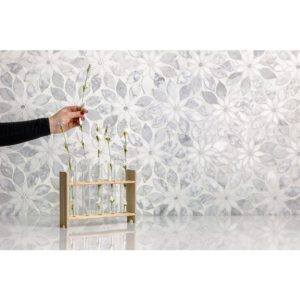 Mj Rain Flower – White Carrara, White Thassos With White Carrara Dot