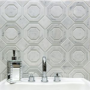 Omni Hex White Carrara Super White Polished Line