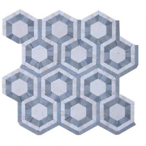 Evo Hex Carrara & Moonstone 4″ Hexagon Marble Polished Mosaic Tile