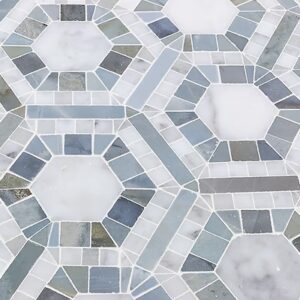 Evo Hex Carrara & Moonstone 4″ Hexagon Marble Polished Mosaic Tile