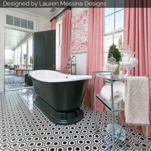 Evo Hex Nero & Asian Statuary 4″ Hexagon Marble Polished Mosaic Tile