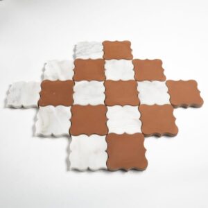 Calacatta Bella, Cotto Rio Honed Tudor Marble Mosaic