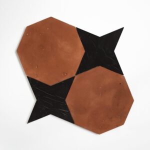 Black, Rustic Terracotta Honed Ottaglio Marble Mosaic