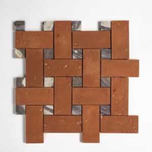 Calacatta Viola, Rustic Terracotta Honed Big Basket Weave Marble Mosaic