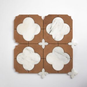 Calacatta Gold, Rustic Terracotta Honed Cottage Marble Mosaic